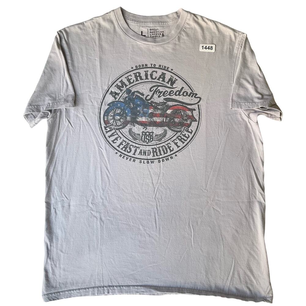 Great American Lakes & Timber Men’s Short Sleeve T-shirt size L, Off White